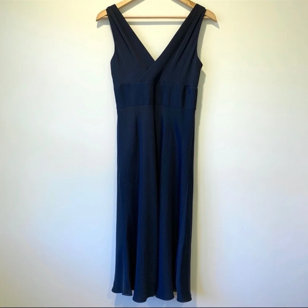 J. Crew 100% Navy Silk Sophia Dress A-Line Sz 8